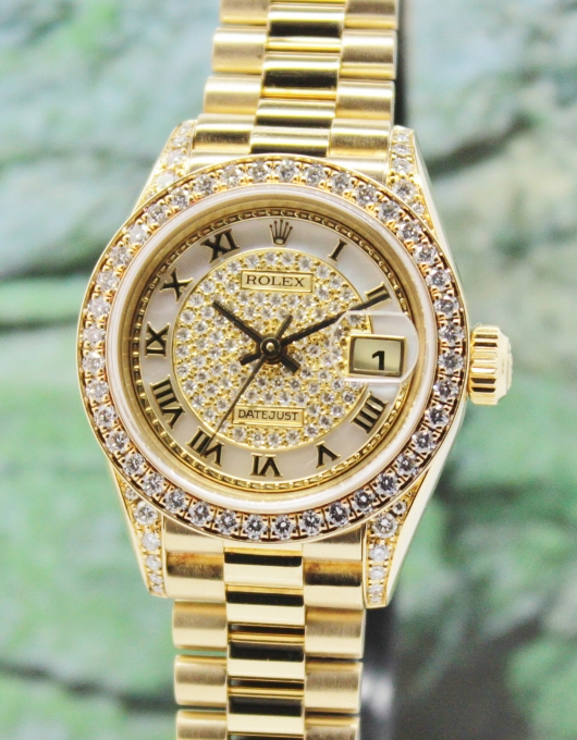 (image for) 100% ORIGINAL ROLEX LADY 18K YELLOW GOLD OYSTER PERPETUAL DATEJUST / 79158